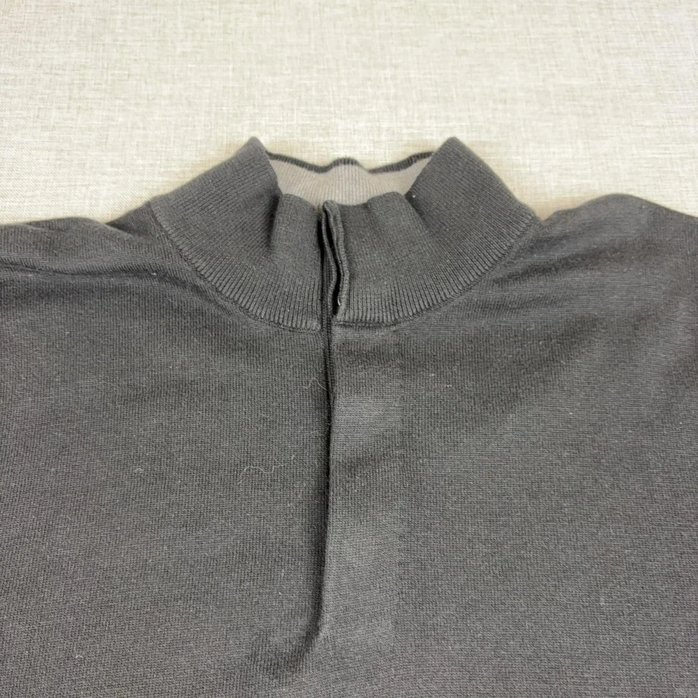 Brooks Brothers Sweater Mens XL Black 1/4 Zip Mock Neck Cotton Cashmere Pullover